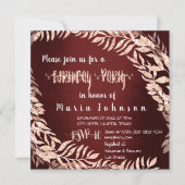 Birthday Party Wreath Glitter Roos Gold Burgundy Kaart (Voorkant)