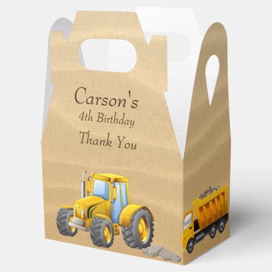 Birthday Party, Yellow Construction Trucks Bedankdoosjes (Geopend)