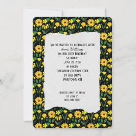 Birthday Party yellow daisy Invitation Kaart