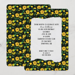 Birthday Party yellow daisy Invitation Kaart