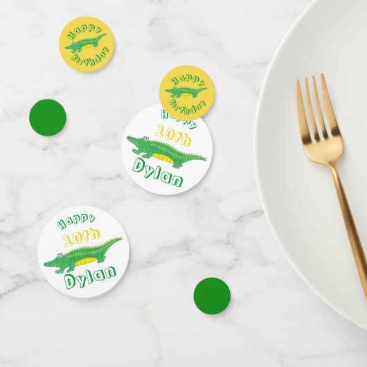 Birthday Party Yellow Green Alligator Crocodile Confetti (Groep)