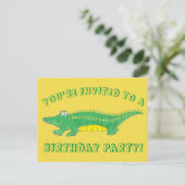 Birthday Party Yellow Green Alligator Crocodile Uitnodiging Briefkaart (Staand voorkant)