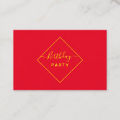 Birthday party Yellow & Red Diamond Visitekaartje (Voorkant)