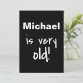 Birthday Party You're Old Black Gepersonaliseerd Kaart (Staand voorkant)