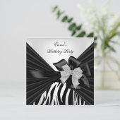 Birthday Party Zebra Elegant Black white Kaart (Staand voorkant)
