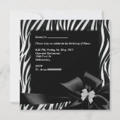 Birthday Party Zebra Leopard Elegant Black white Kaart (Achterkant)