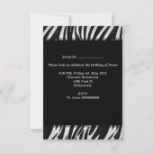 Birthday Party Zebra Leopard Elegant Black white Kaart (Achterkant)