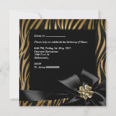 Birthday Party Zebra Leopard Gold Elegant Kaart (Achterkant)