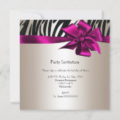 Birthday Party Zebra White Cream Black roze Kaart (Achterkant)