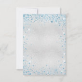 Birthday party zilverblauw glitterstofballonnen kaart (Achterkant)