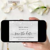 Birthday party zilveren glitter, behalve de datum save the date