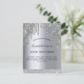 Birthday party zilverglitter sparkle-uitnodiging briefkaart (Staand voorkant)