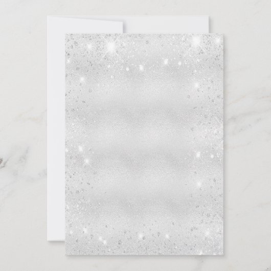 Birthday party zilverkleurige roze glitter kaart (Achterkant)