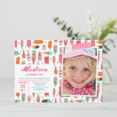 Birthday Party | Zomer consumptie-ijs | Uitnodigin Kaart (Staand voorkant)