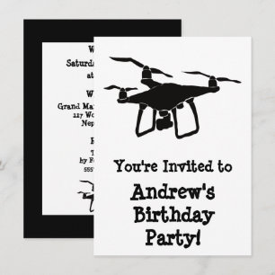 Birthday Party (Zwarte en Witte Drone) Kaart