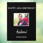 Birthday party zwarte foto naam raamsticker (Vel 3)