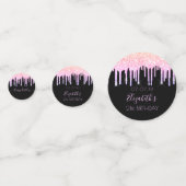 Birthday party zwarte regenbooglitter foto roze confetti (Voorkanten)