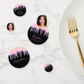 Birthday party zwarte regenbooglitter foto roze confetti (Groep)