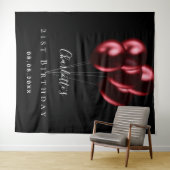 Birthday party zwarte rode ballonnen naam wandkleed (In Situ (horizontaal))