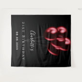 Birthday party zwarte rode ballonnen naam wandkleed (Voorkant (horizontaal))