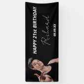 Birthday party zwarte witte foto moderne spandoek (Verticaal)