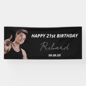 Birthday party zwarte witte foto moderne spandoek (Horizontaal)