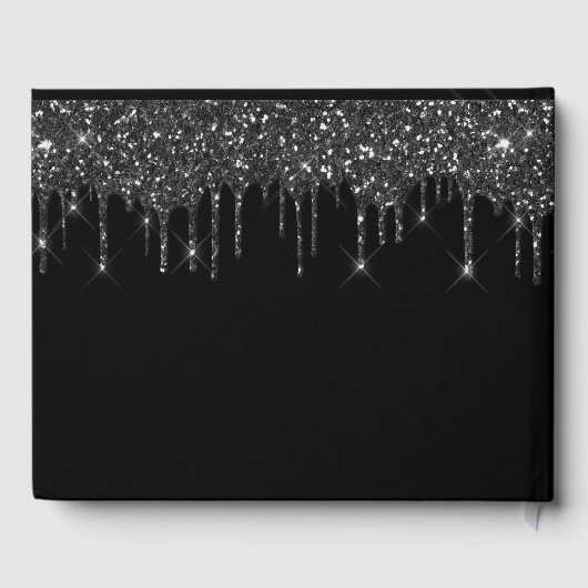 Birthday party zwarte witte glitter druipt naam gastenboek (Achterkant)