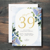 Birthday Pastel Blue Floral Uitnodiging Briefkaart