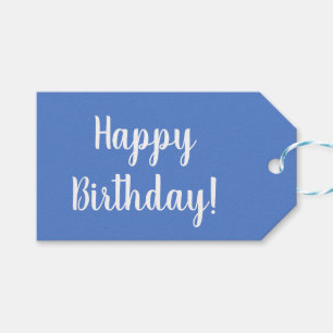 Birthday Pastel Blue White Typografie Cadeaulabel