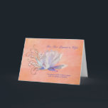 Birthday, Pastor's Wife, Water Lily, Religious Kaart<br><div class="desc">A birthday greeting for a pastor's wife features Golden swirls entwined with the petals of an iridescent water lily on a washed water color background of peach, tangerine, and salmon. The inside verse contains a Scripture verse from the Old Testament Bible. This inside verse is a text template and easily...</div>