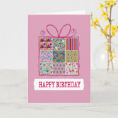 Birthday Patchwork Cadeau Kaart (Gele Bloem)