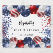 Birthday patriotic USA rode witte blauwe vlag Bier Etiket (Enkel label)