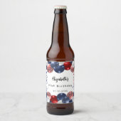 Birthday patriotic USA rode witte blauwe vlag Bier Etiket (Voorkant)