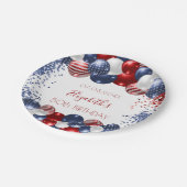 Birthday patriotic USA rode witte blauwe vlag Papieren Bordje (Gekanteld)