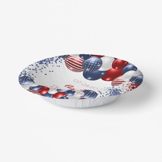 Birthday patriotic USA rode witte blauwe vlag Papieren Kommen (Gebogen)