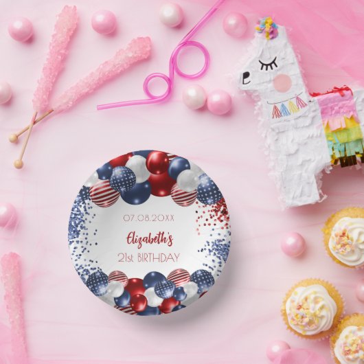 Birthday patriotic USA rode witte blauwe vlag Papieren Kommen (Feest)