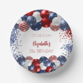 Birthday patriotic USA rode witte blauwe vlag Papieren Kommen (Voorkant)