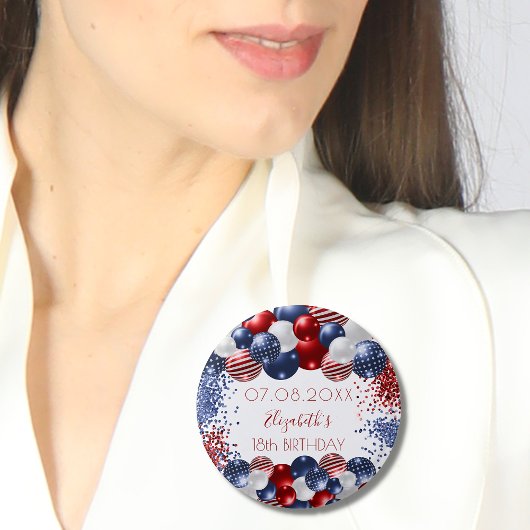 Birthday patriotic USA rode witte blauwe vlag Ronde Button 3,2 Cm