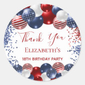 Birthday patriotic USA rode witte blauwe vlag Ronde Sticker (Voorkant)