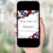 Birthday patriottische rode witte blauwe ballonnen poster