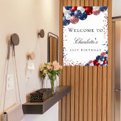 Birthday patriottische rode witte blauwe ballonnen poster