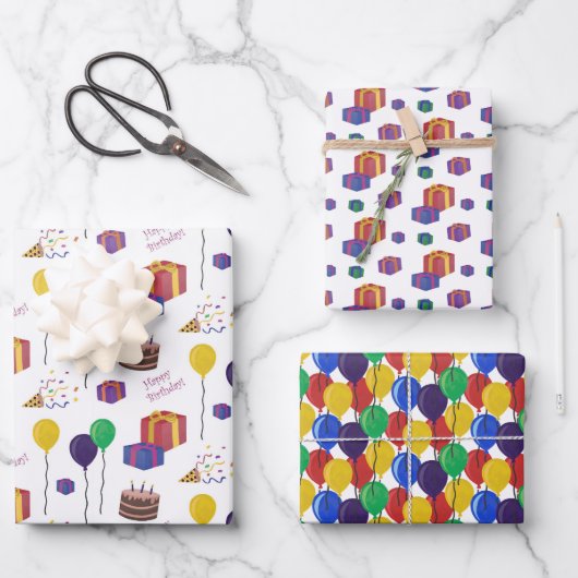 Birthday-patroonPapierblad met onmiddellijke verpa Inpakpapier Vel (Voorkant)