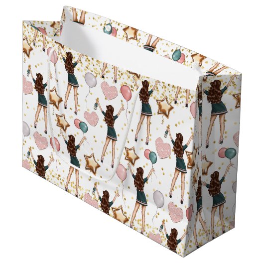 Birthday Pattern Groot Cadeauzakje (Voorkant Gekanteld)