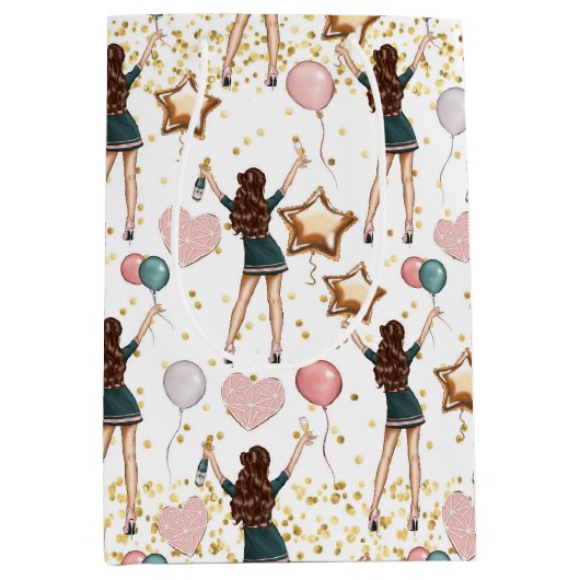 Birthday Pattern  Medium Cadeauzakje (Voorkant)