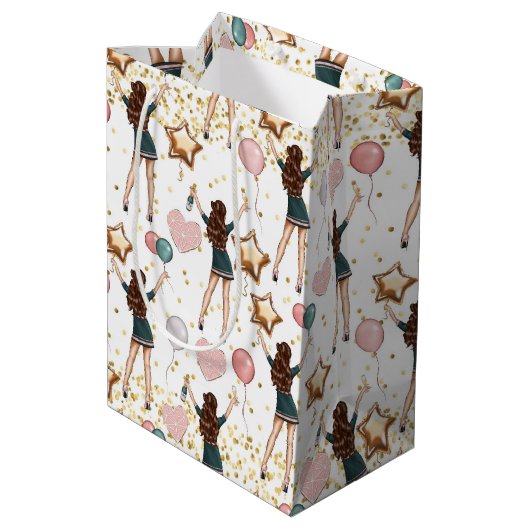 Birthday Pattern Medium Cadeauzakje (Achterkant Gekanteld)