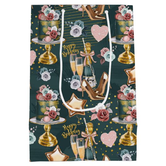 Birthday Pattern Medium Cadeauzakje (Achterkant)