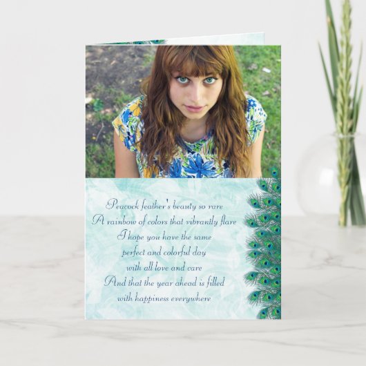 Birthday pauock veren fotokaarten kaart (Voorkant)