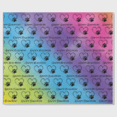 Birthday Paw-afdrukken met harten op regenboog Cadeaupapier (Vlak)