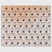 Birthday Paw Print met harten Cadeaupapier (Vlak)