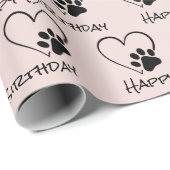 Birthday Paw Print met harten Cadeaupapier (Rol Hoek)